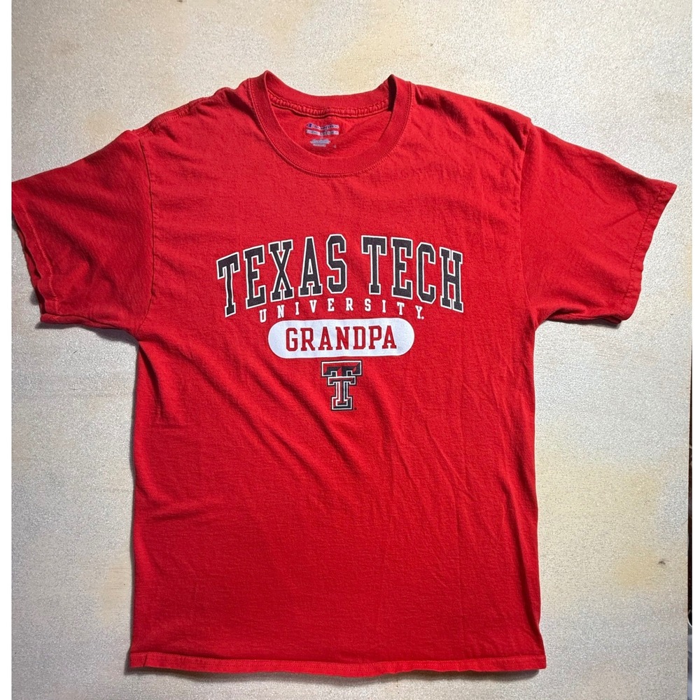 Champion Texas Tech University Grandpa‎ T-Shirt Mens Large Red NCAA-2136